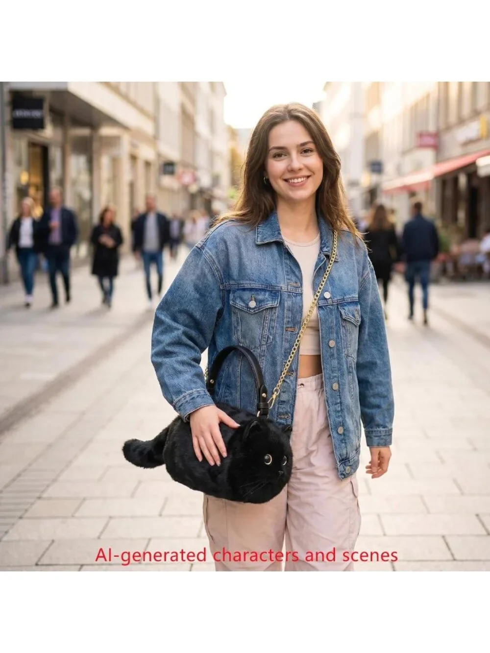 Chic Cat-Shaped Crossbody Handbag | Realistic Puffy Plush Purse for Women
